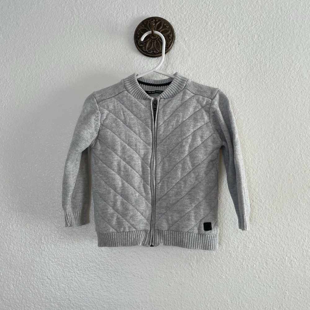 Zara Baby 100% Cotton Grey Zip Up‎ Quilted Cardigan • Size 18-24 Months